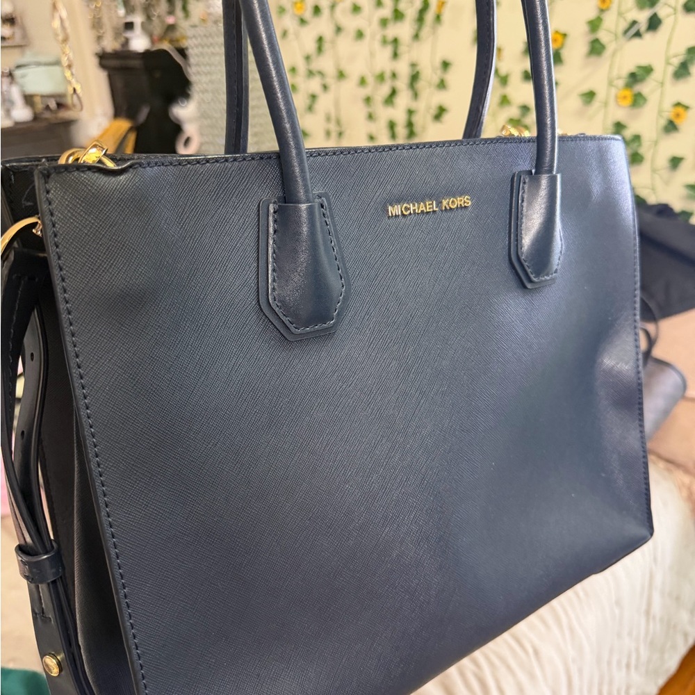 Michael Kors Dark Blue Leather Tote